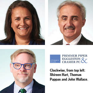 Attorneys Shireen Hart, Thomas Pappas and John Wallace.