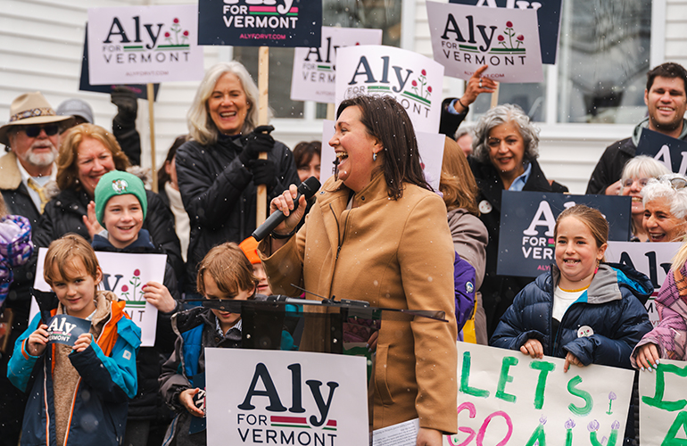 Photo: Aly Richards announces run for Governor. Courtesy photo.
