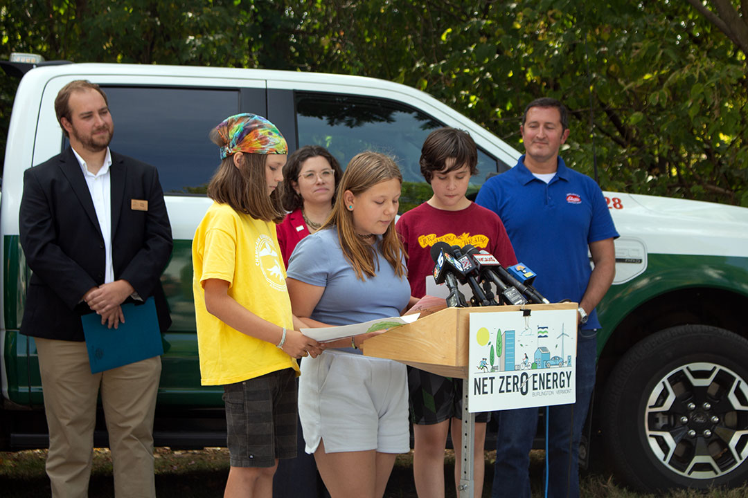 Fifth graders from Champlain Elementary School joined in the announcement.