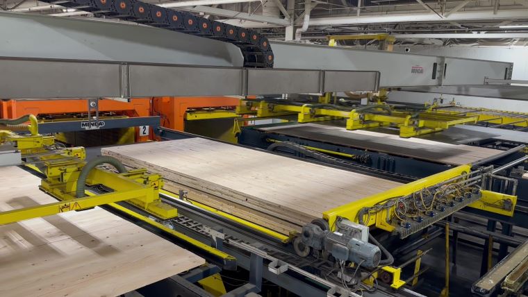 Eastern hemlock CLT being manufactured at Sterling Structural. 
