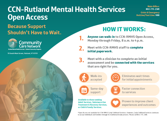 Rutland Mental Health Services expands Open Access