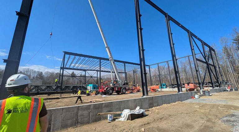 Photo: Construction site at the Chittenden County Solid Waste District new state-of-the-art Materials Recovery Facility. Photo courtesy ReArch Construction