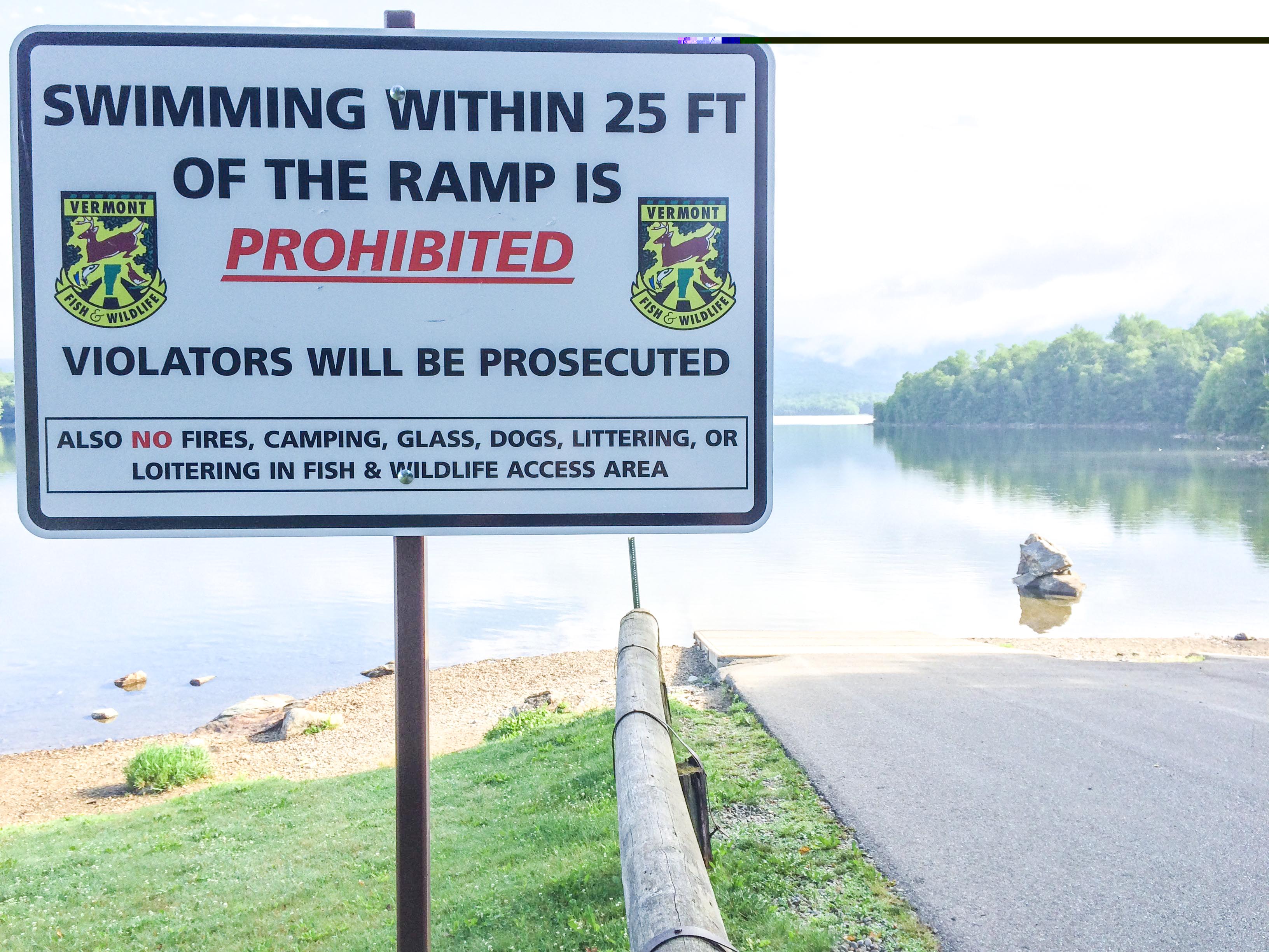 Fires and swimming are prohibited at fishing access areas