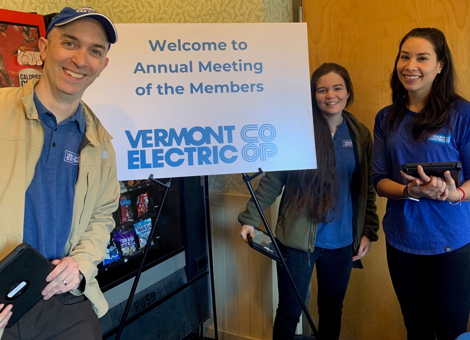 Corey, Norka and Caroline welcome VEC members.