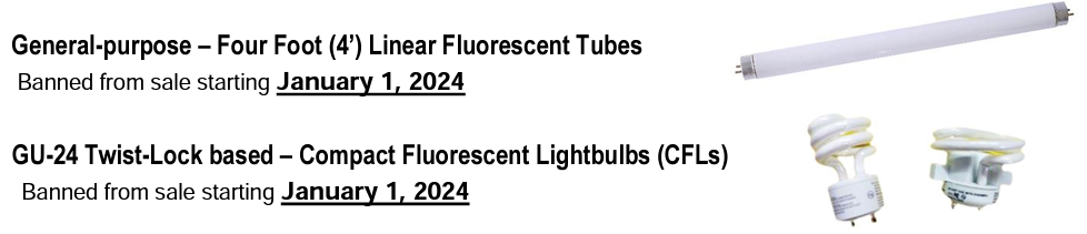 January 1, 2024, a new state law will prohibit the sale of specific mercury-containing fluorescent lightbulbs in Vermont. 