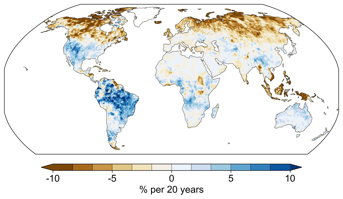 The study found annual global rainfall largely became packed into bigger storms and longer dry spells since 1980