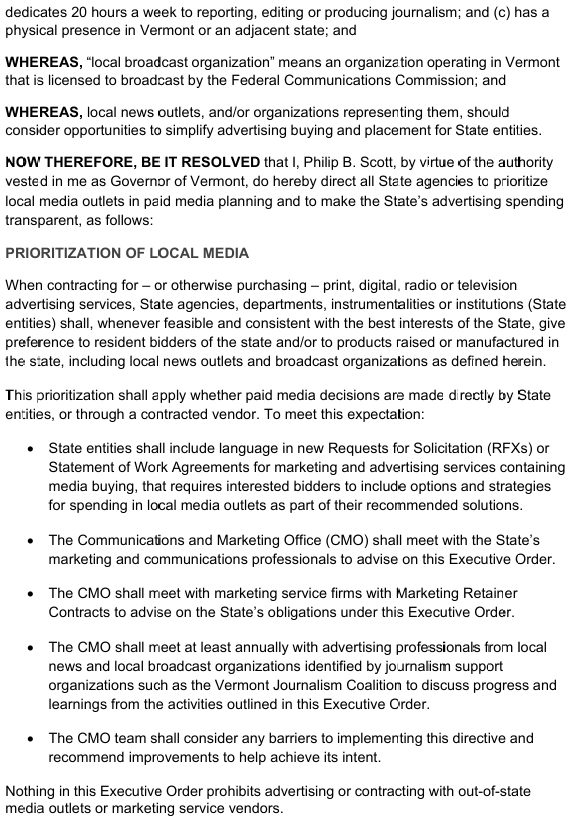 Scott signs executive order to 'Buy Local' in support of local media
