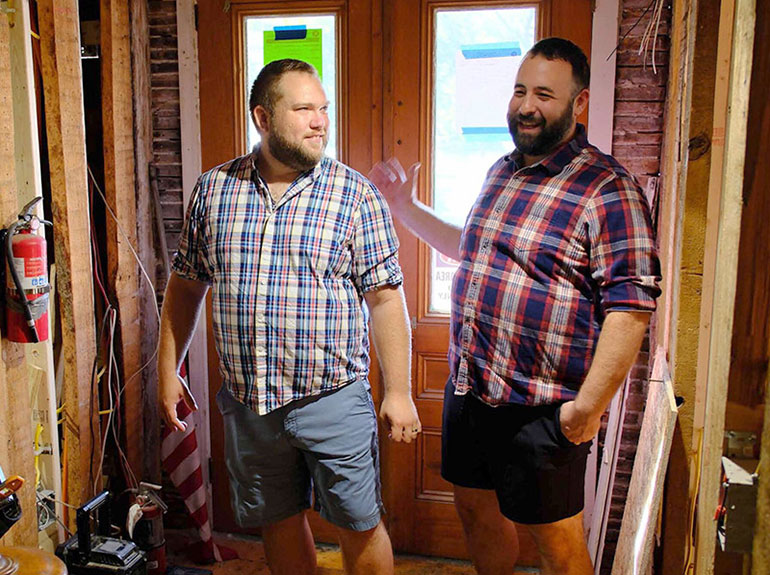 Photo: Andrew and Josh Jonestein restoring the historic 1840s property into the Green Trails Inn & Pond Village Pub. Courtesy photo.