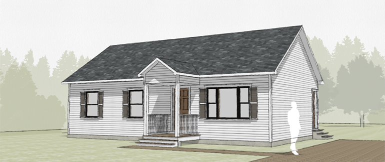 Photo: Rendering of a proposed 3-bedroom home on Heaton Street in Montpelier. Photo credit: Downstreet Housing.