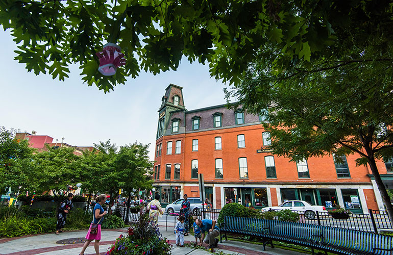 Photo: Hotel Brooks and Brattleboro park. Photo Courtesy: Stevens Group