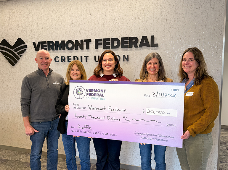Photo: Vermont Foodbank receives their check. Courtesy photo.