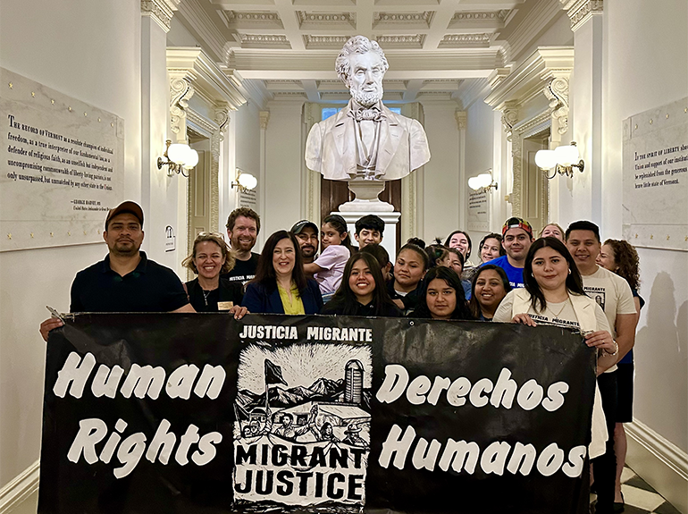 Photo: Immigrant students rally at State House, call on Scott to sign equity bill. Courtesy photo.