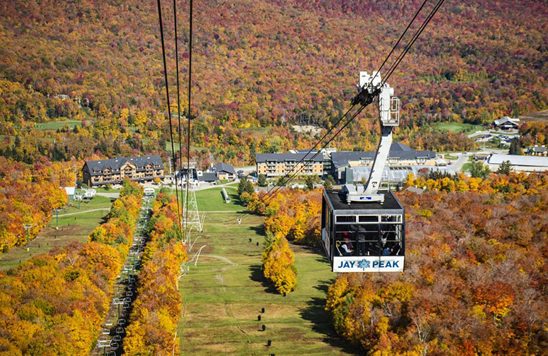 Photo: Viewing the Fall  foliage on Jay Peak Resort’s tram. Courtesy photo