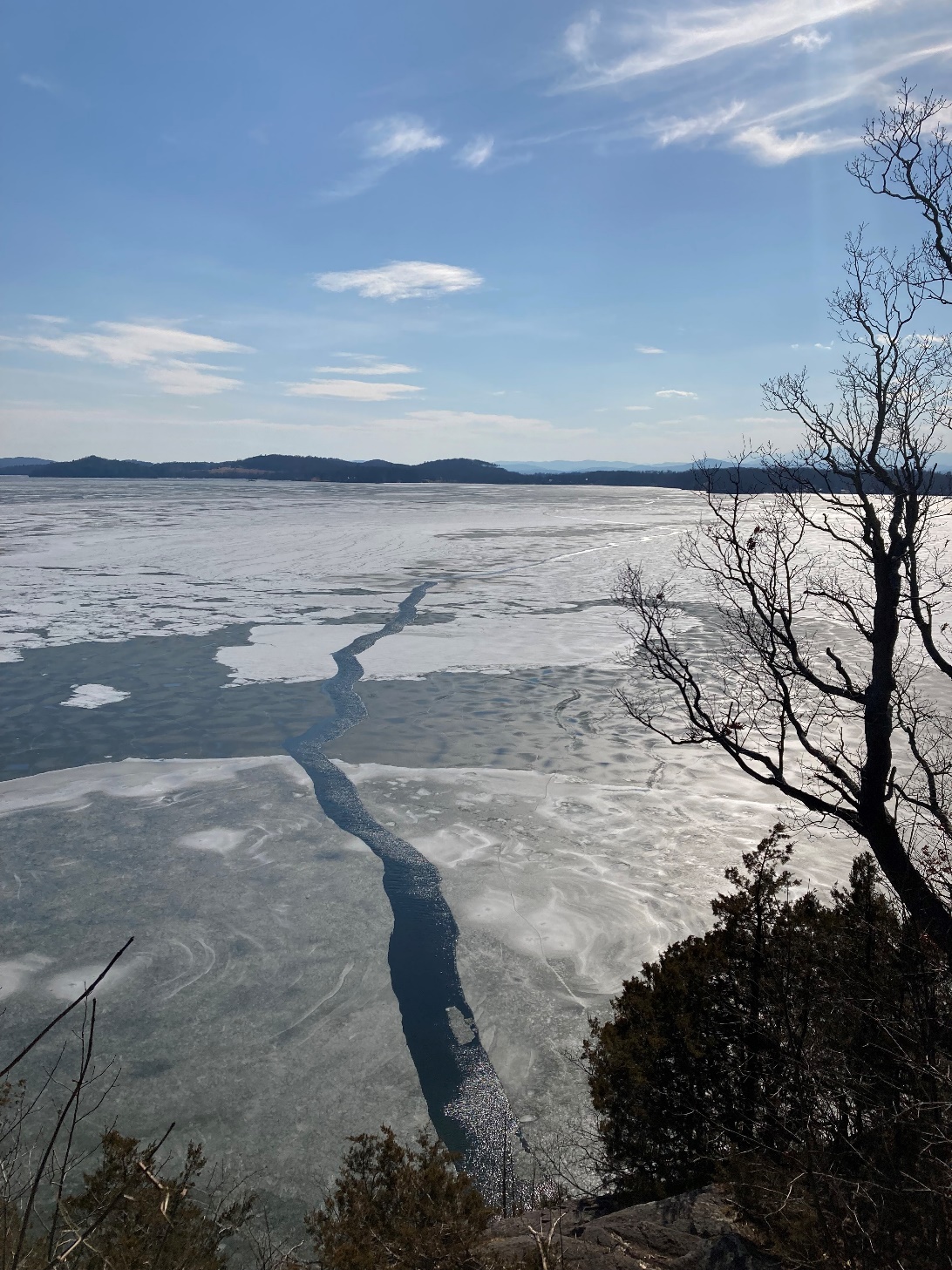 Lake Champlain ice cover seen from Red Rocks Park on May 17, 2022. DEC photos.