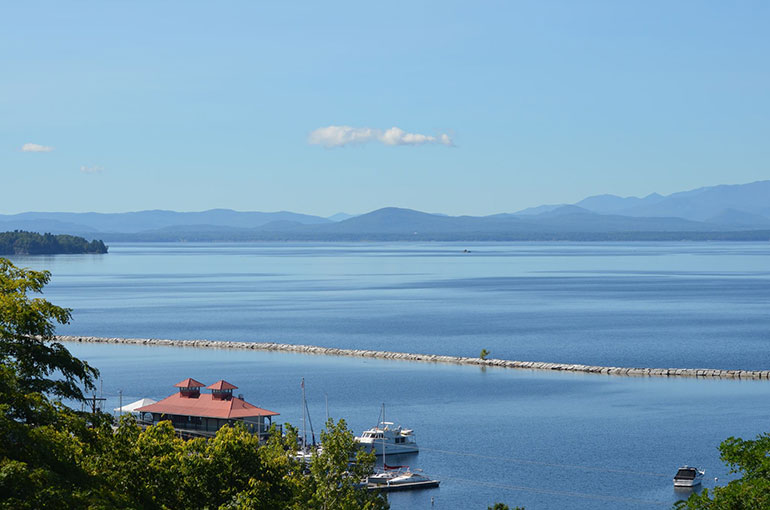Photo: View of Lake Champlain from Battery Street in Burlington. VermontBiz photo.