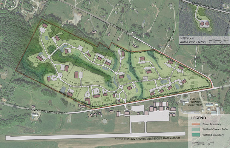 Photo: Map showing the site of MSI’s development of an industrial park across from the Morrisville-Stowe State Airport. Courtesy photo.
