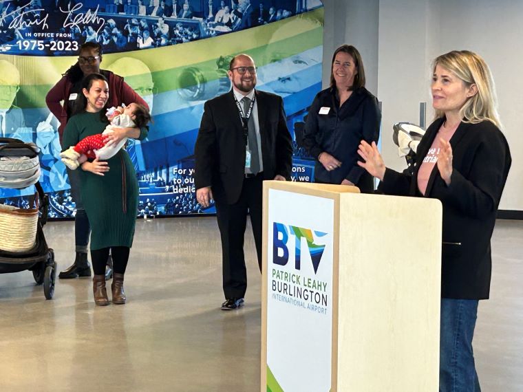 Mamava's Sascha Mayer introduces a new pod at BTV in 2023.