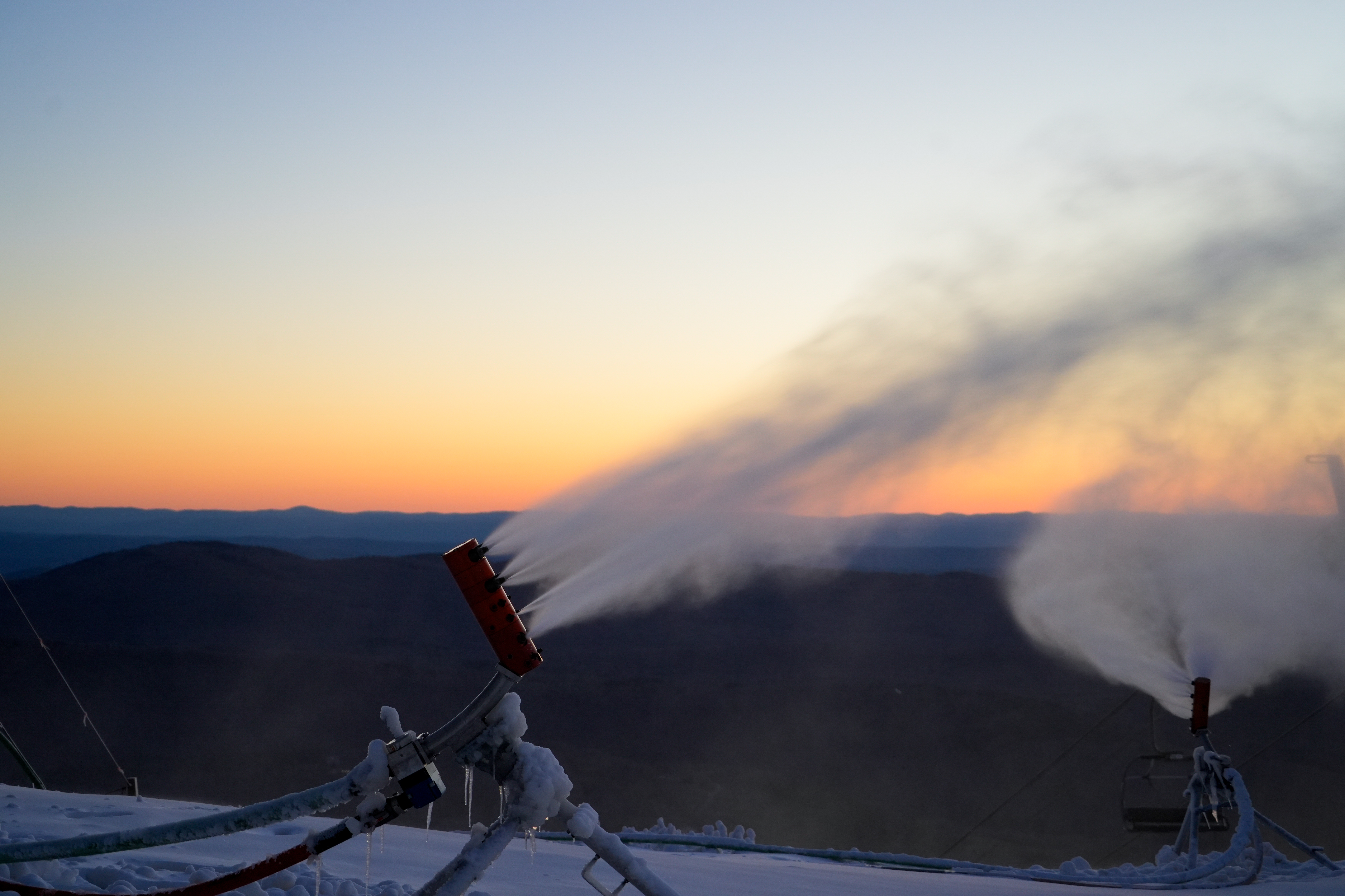 Snowmaking at Mount Snow in November 2024.