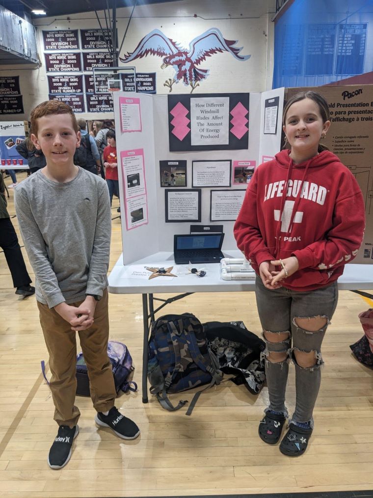 VEC: (NCSU STEM Fair) Grade 6 students Dan Putvain and Preslee Couture of Coventry.