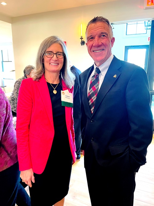 Cassie Polhemus with Governor Scott last October at VEDA's annual meeting, where it was announced that she would be retiring.