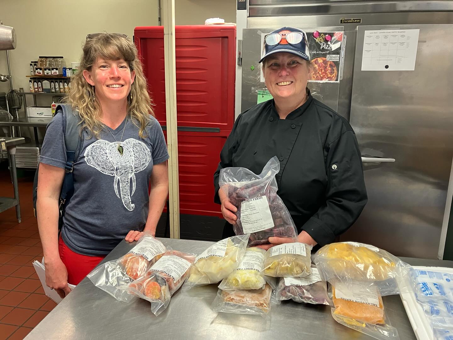 Salvation Farms’ staff member, Martha Machia, and Karyl Kent, Director of School Nutrition at Mount Mansfield Union School District.