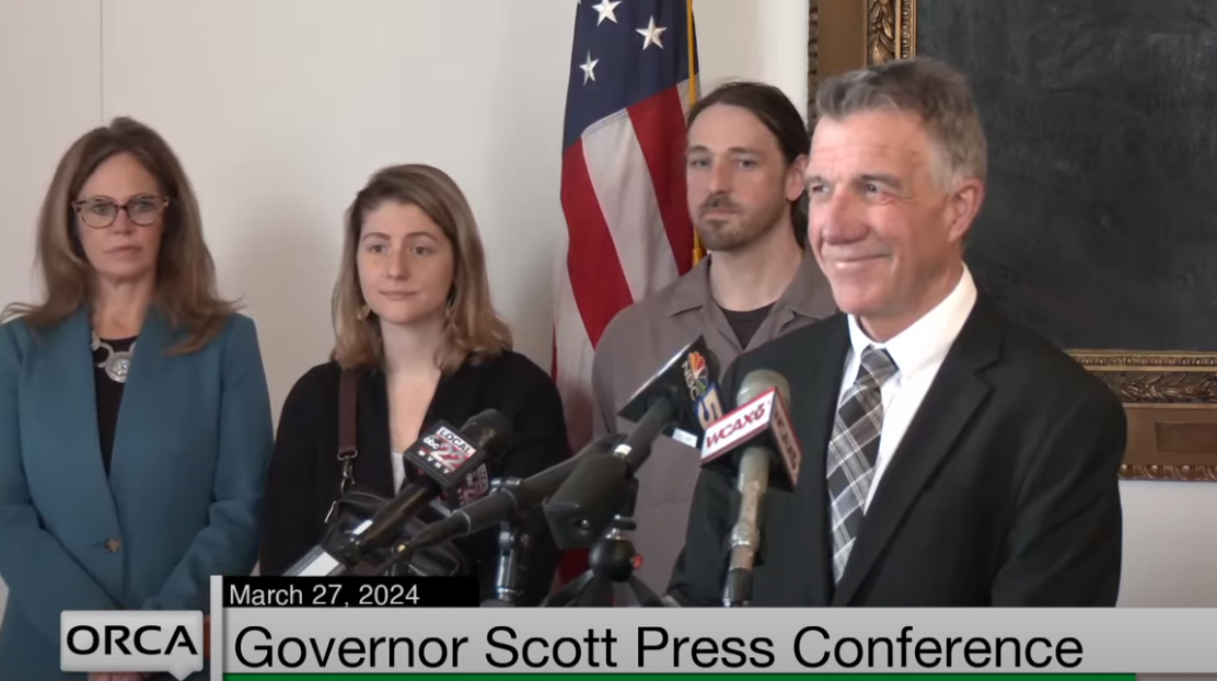 Commerce Secretary Lindsay Kurrle, Amanda and Peter Shangraw, and Governor Scott March 27, 2024.