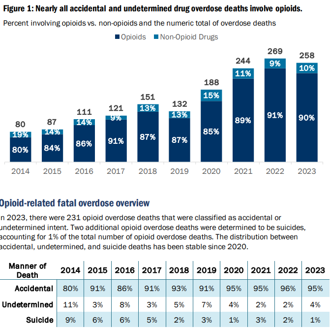 Opioid-related overdoses resulted in the death of 231 Vermonters in 2023, a 5% drop from 2022 when 244 Vermonters died.