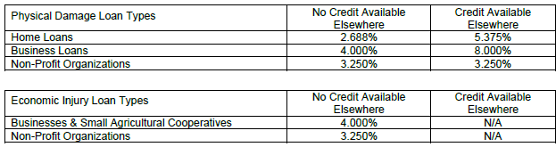 SBA Physical Damage Loan Types