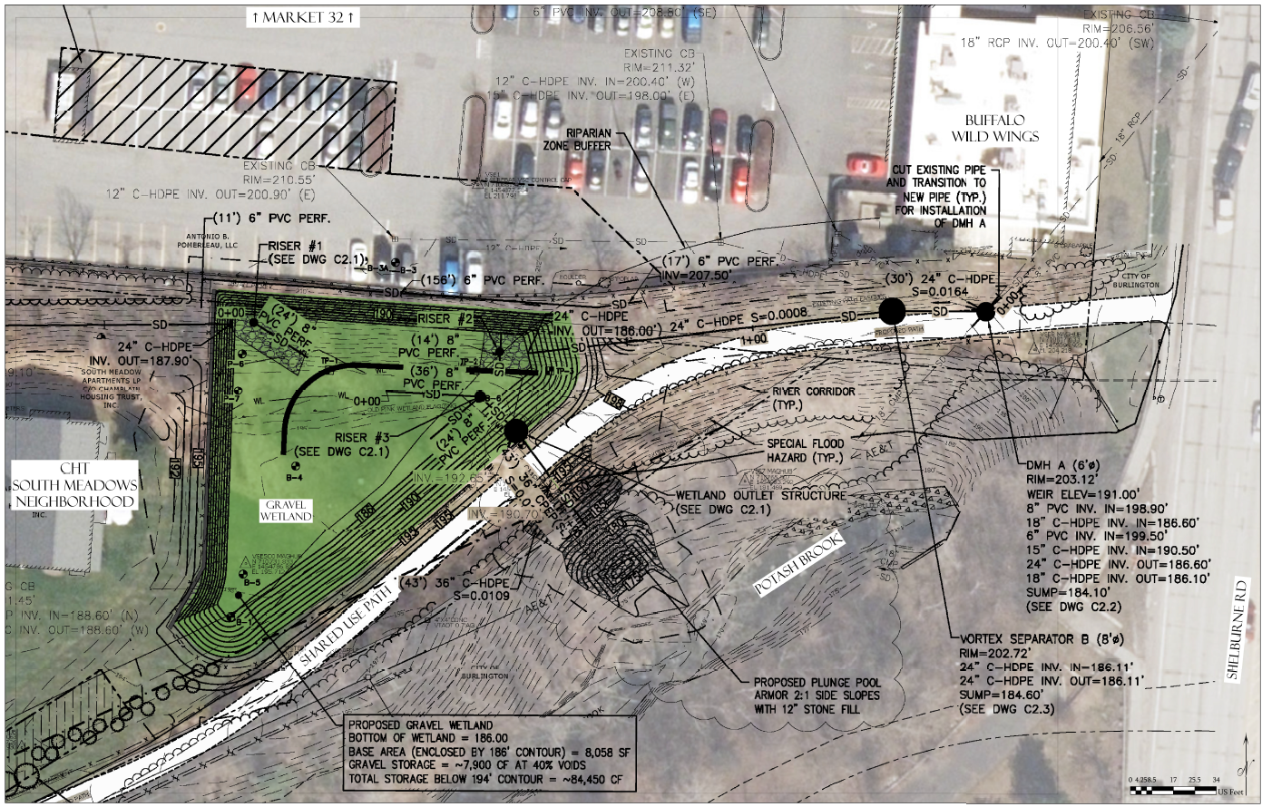 The project sits across Shelburne Road from the I-189 ramp in Burlington. 