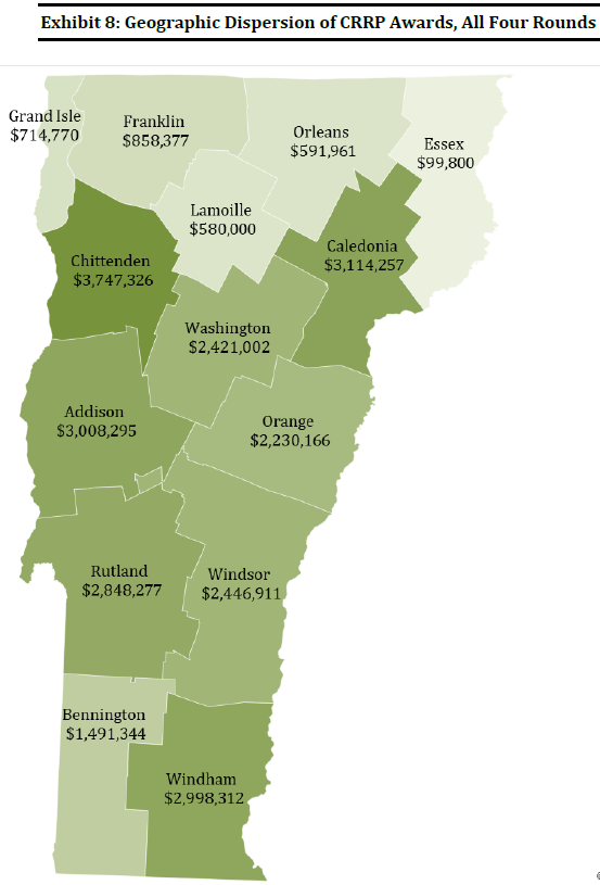 Community Recovery and Revitalization Program (CRRP) awards by county.