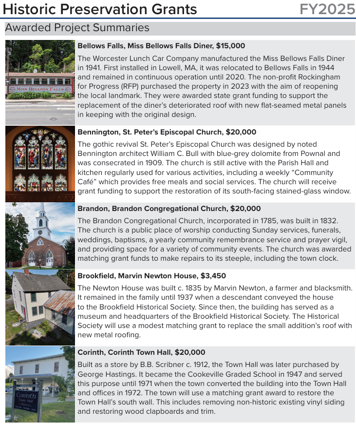 Vermont Historic Preservation Grants 2025