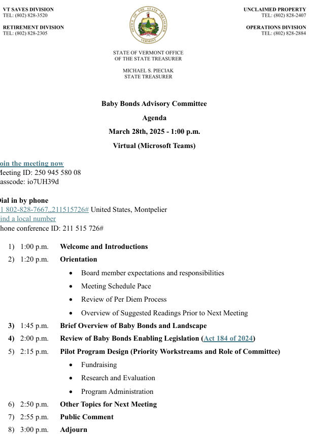 Treasurer Pieciak Announces Baby Bonds Advisory Committee 