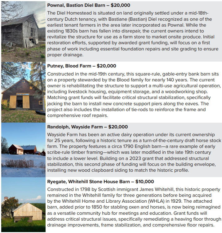 $365,350 in Barn Preservation Grants awarded to fund Vermont restoration and rehabilitation projects