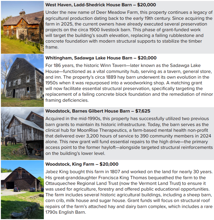$365,350 in Barn Preservation Grants awarded to fund Vermont restoration and rehabilitation projects