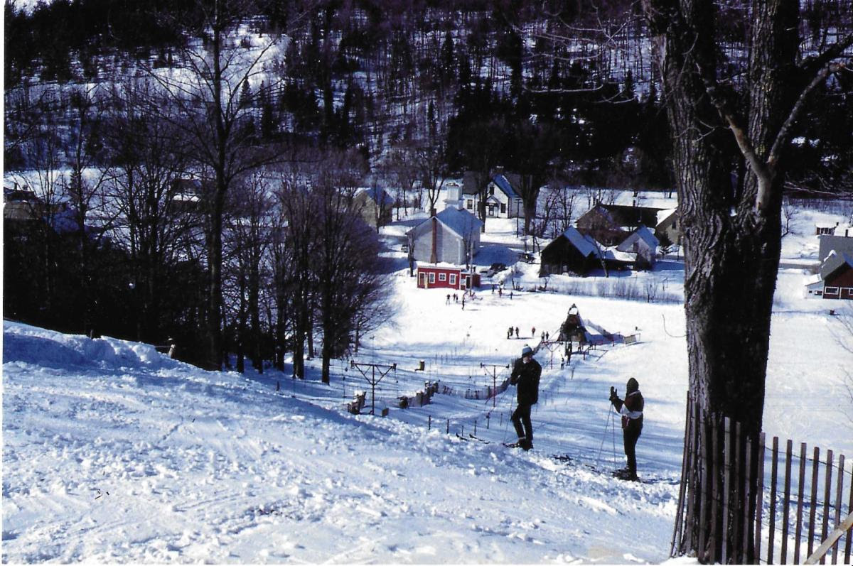 Skiing at North Country Ski Park in North Hyde Park in the 1960s. Photo: Vermont Ski and Snowboard Museum Collection