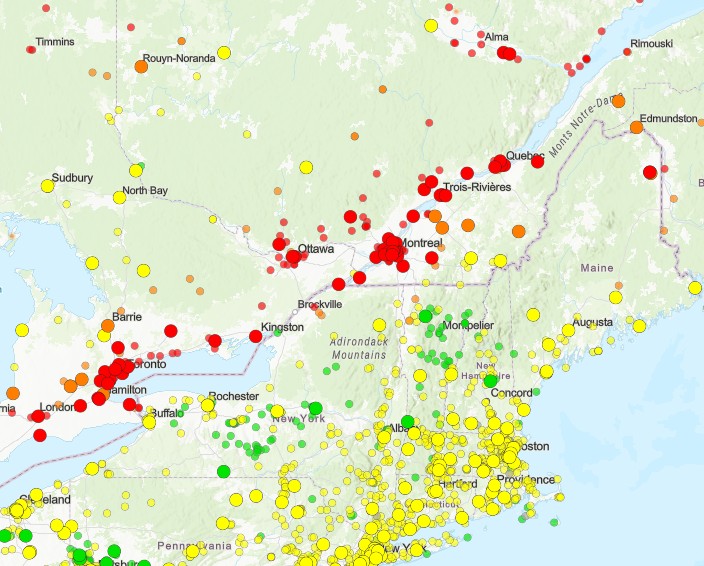 Vermont fire smoke map.