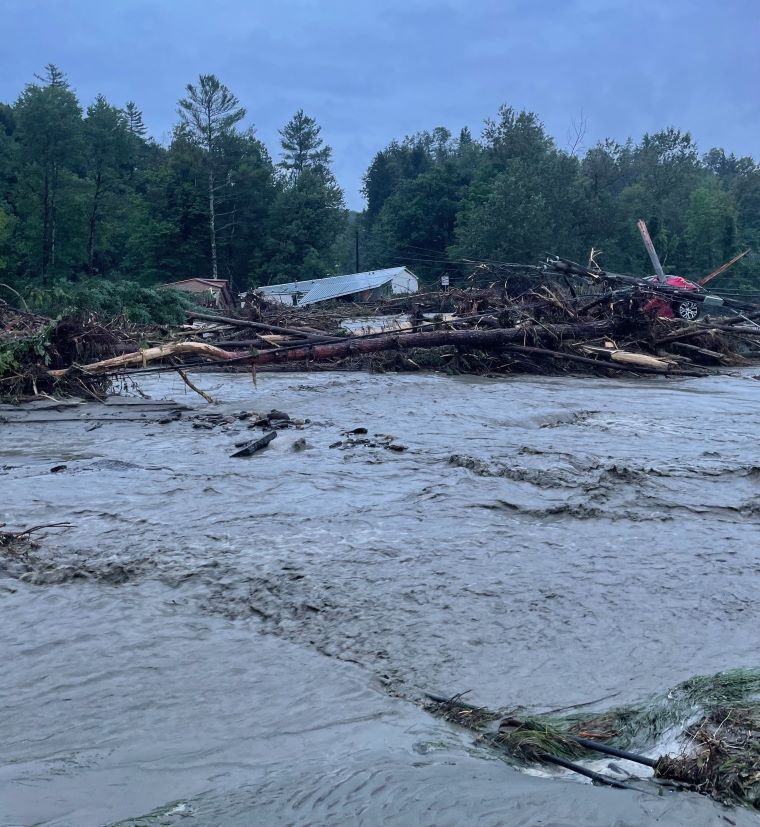 Flooding in St Johnsbury, July 2024. State of Vermont photo.