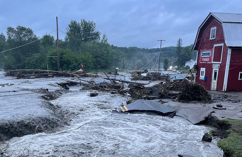 Photo: July flooding in St. Johnsbury. Photo: VTrans.