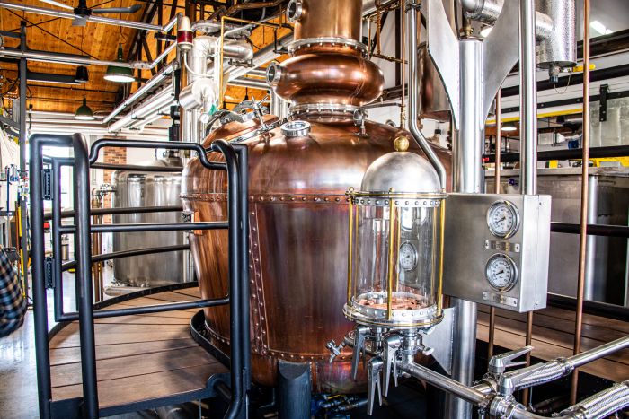 The still at Village Garage Distillery in Bennington, Vermont.