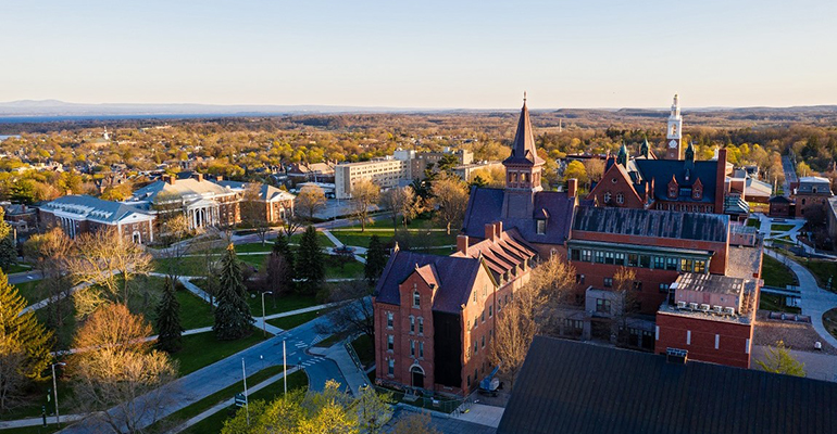 Photo: UVM campus. Photo credit UVM spatial analysis lab.