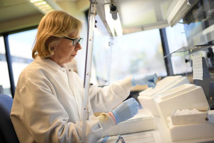 Research Technician Sandra May checks new samples into the UVM Laboratory for Clinical Biochemistry Research