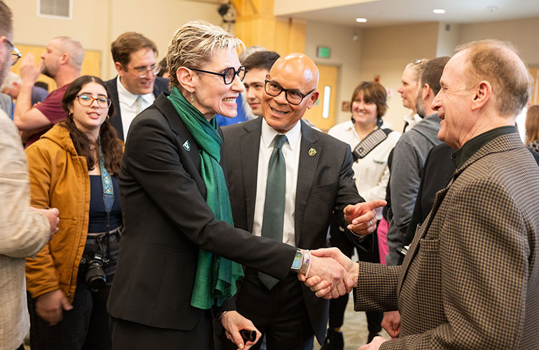 Photo: Frank Cioffi  congratulates  Dr. Marlene Tromp. Courtesy photo