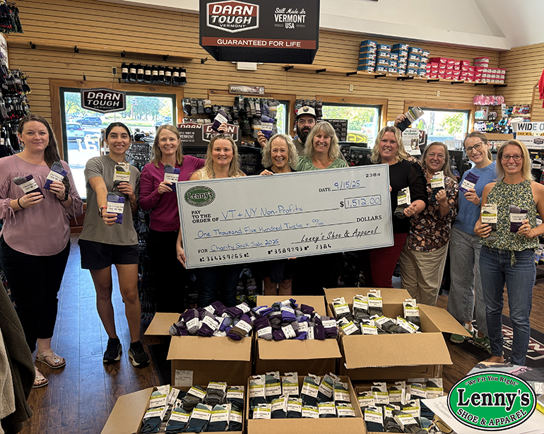 Lenny’s Shoe & Apparel has contributed more than $211,000 worth of socks and support to communities in Vermont and northern New York.