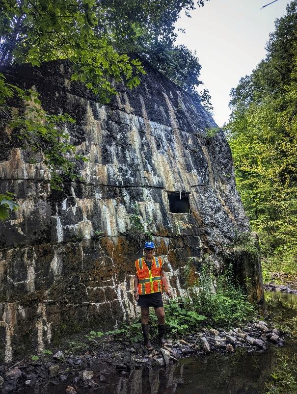 Youngs Brook Dam and Project Manager, Karina Dailey – photo credit S. Drago, VNRC