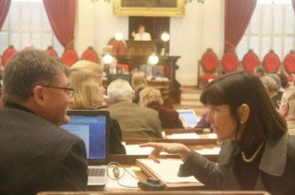 Patti Komline with her successor as House Minority Leader, the late Rep. Don Turner (R-Milton).