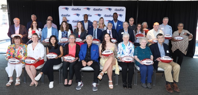 2025 Myra Kraft Community MVP Award winners at Gillette Stadium.