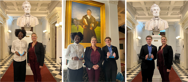 Yolanda Bansah (left) and Marshall Moffatt (right) with Secretary Copeland Hanzas.