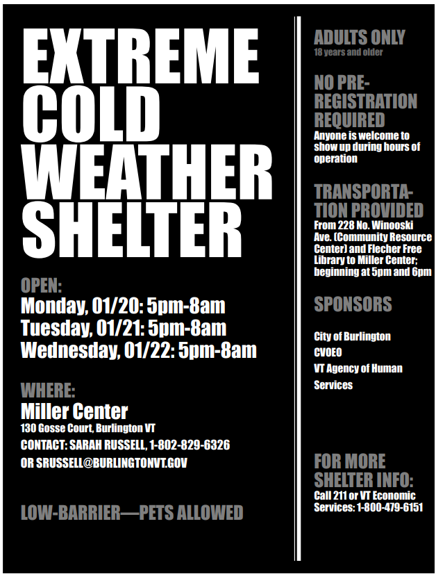 Burlington cold weather shelter flyer