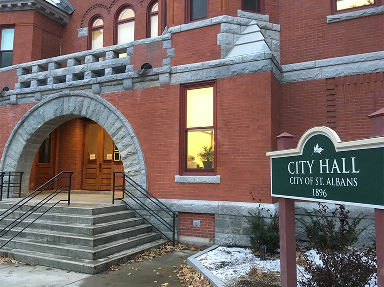 Photo: The front entrance of St. Albans City Hall. Photo courtesy City of St. Albans.