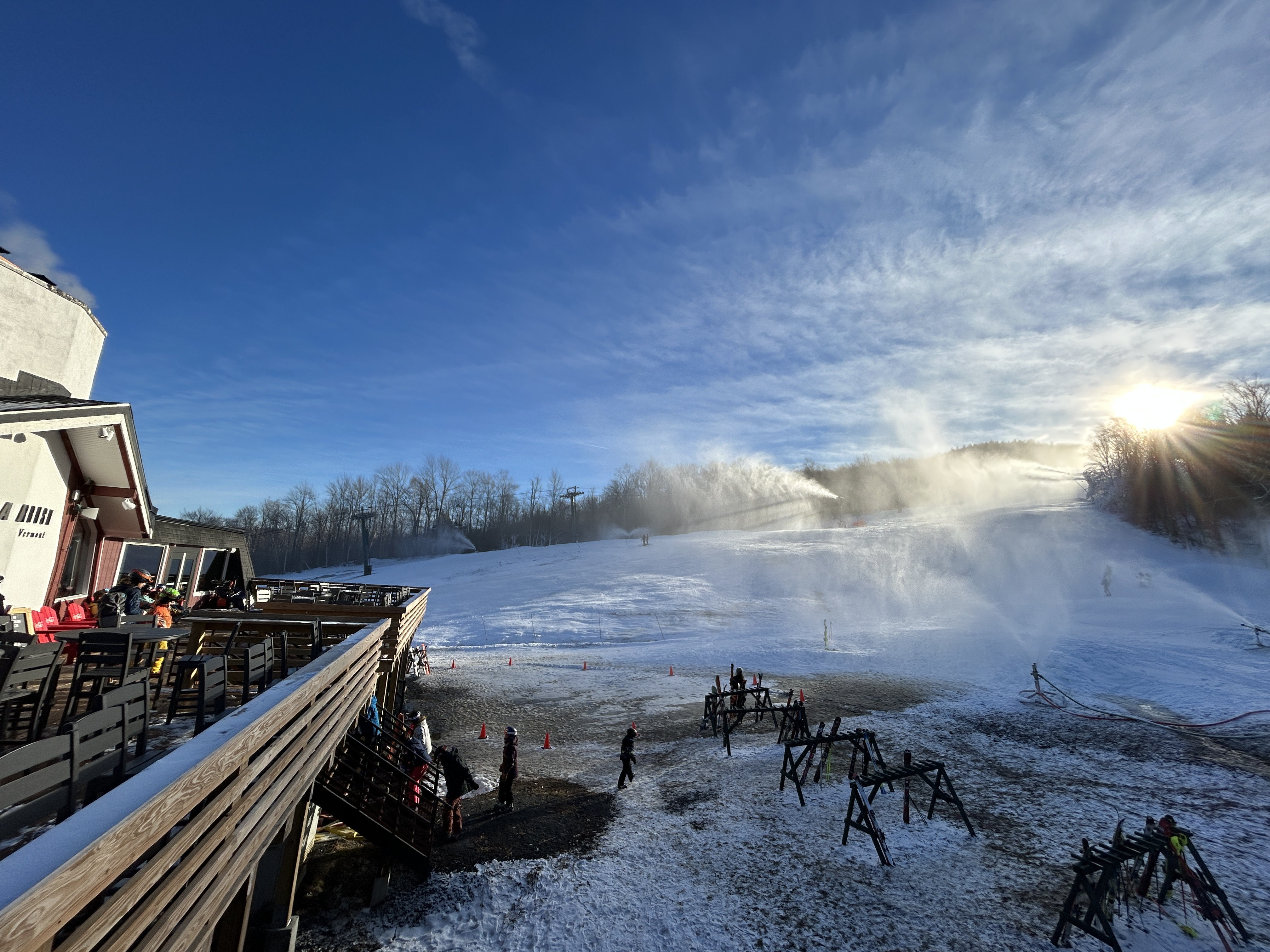 Sugarbush Resort snowmaking in mid-October at Mt Ellen.